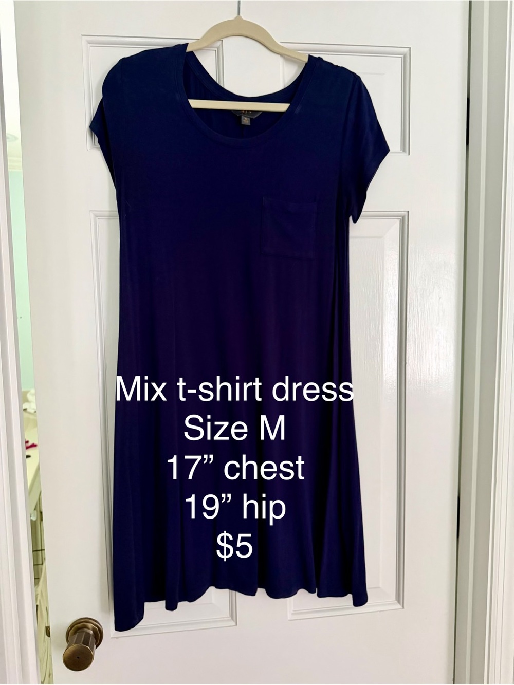 MixBrand Navy T-Shirt Dress with Pocket - Women's